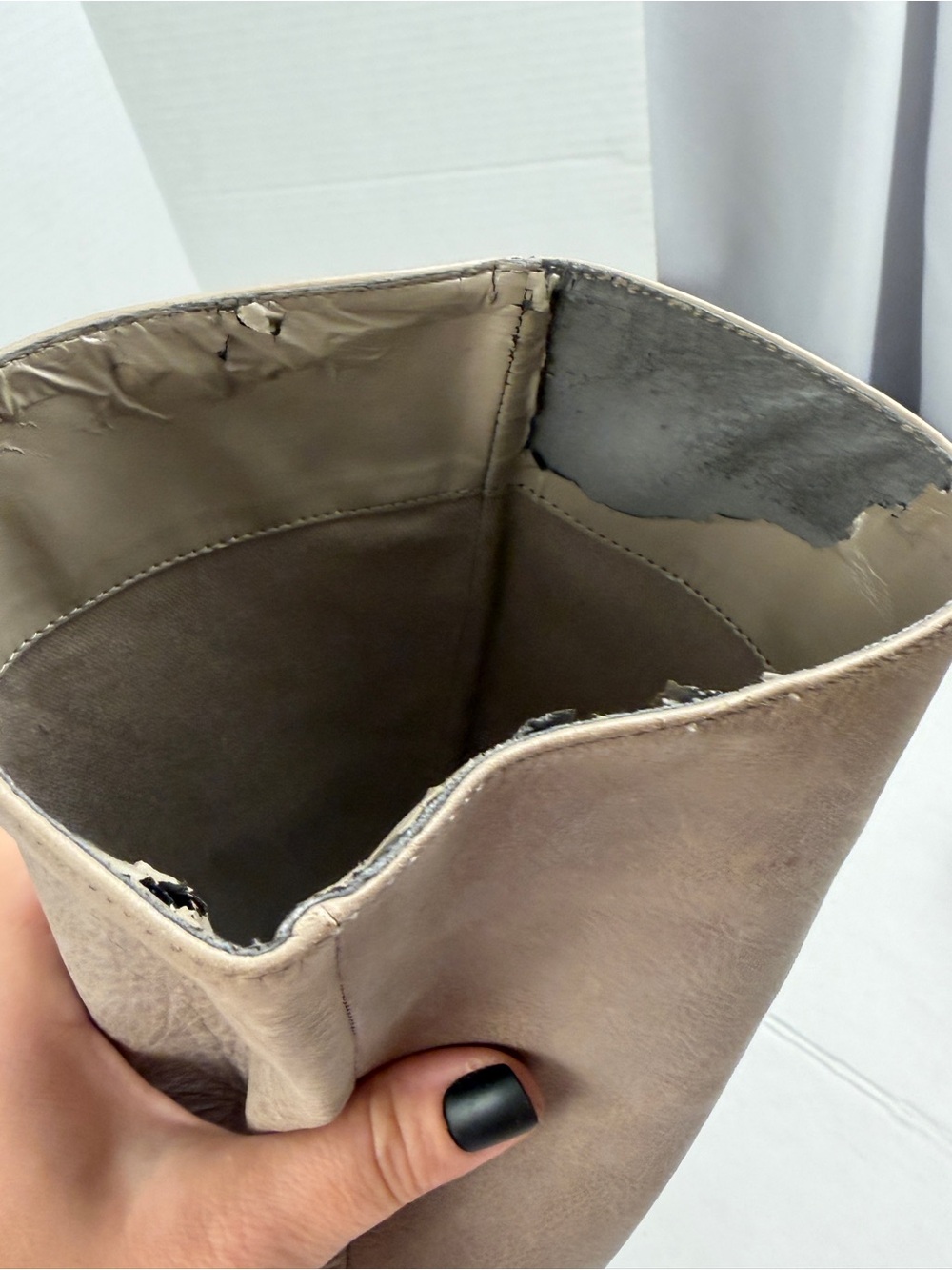 Lauren Ralph Lauren Delsa Taupe Gray Burnished Leather Riding Boots Size 8,5 - Picture 10 of 14